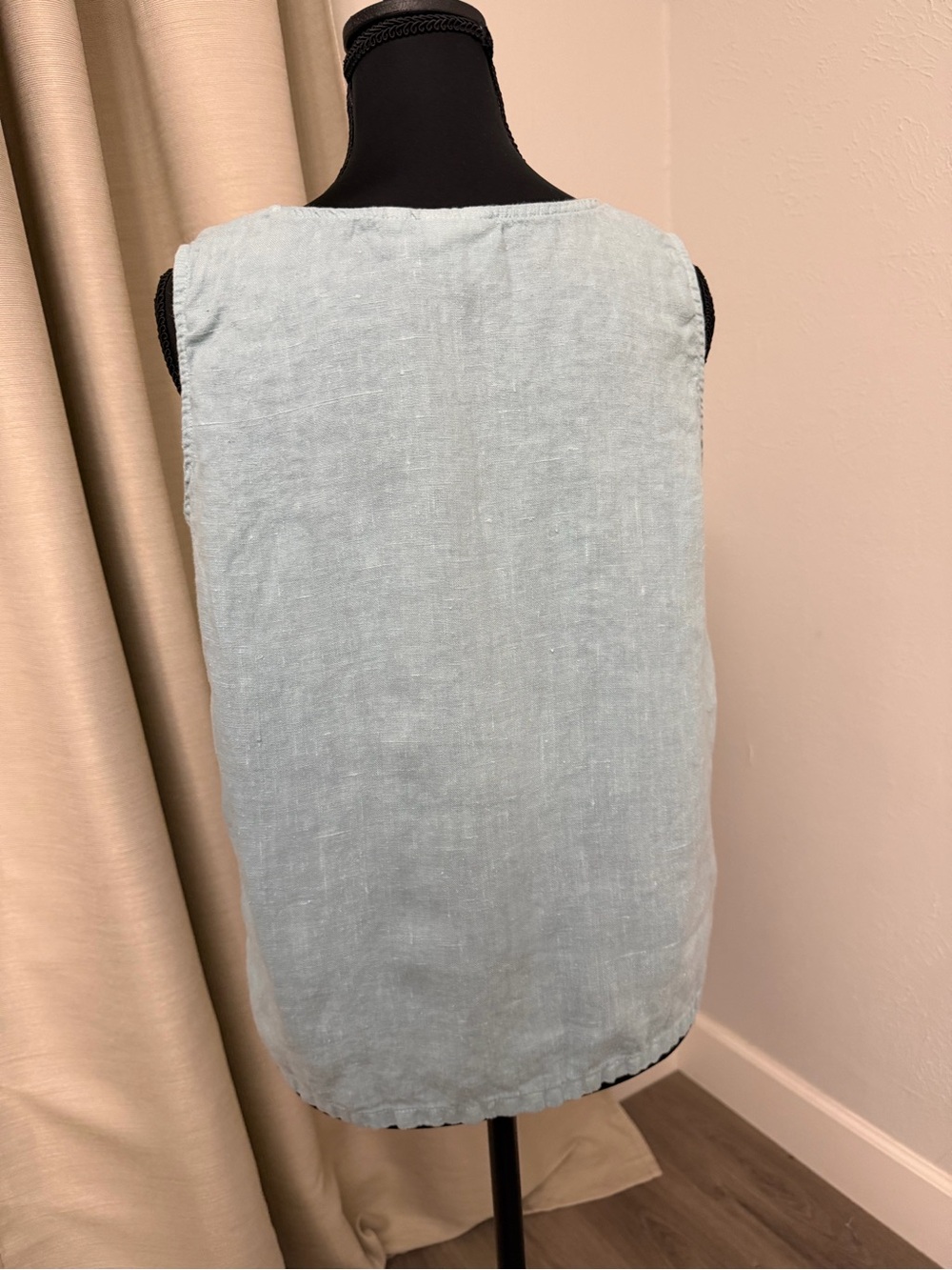 Hot Cotton Pale Blue Linen-Blend Tank Top - Picture 5 of 7